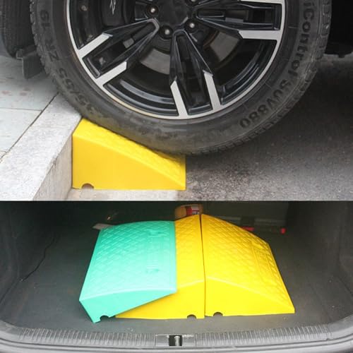 Rampes de trottoir pour voiture et fauteuil roulant : lot antidérapant jaune de 6 cm - 6