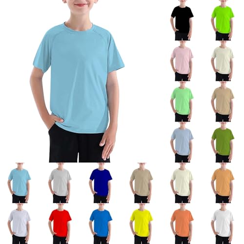 Boys Athletic Top Short Sleeve Crewneck Kids Summer Plain T Shirt Workout Multi Color Casual Tshirt Breathable