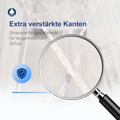 Flystopper - MOSKITONETZ Doppelbett XXL - 240x220x230, XXL Mückennetz für Bett, feinste Löcher, rechteckiger Netzvorhang Reise, Insektenschutz, 2 Einträge, einfache Anbringung, Tragetasche
