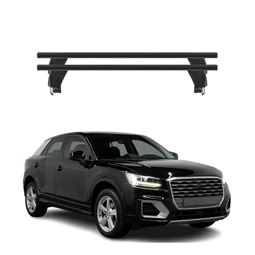 Menabo Barre portapacchi compatibili con Audi Q2 2017-2025 in alluminio, 50 kg, nero, 2 pezzi, senza barre per portabici, box da tetto, portasci con serratura