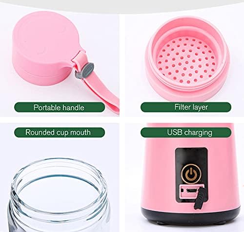 Miniatura 7 de Mini licuadora portátil para batidos y licuadora de batidos, 13 onzas para licuadora de viaje sobre la marcha2000 mAh, recargable por USB para el