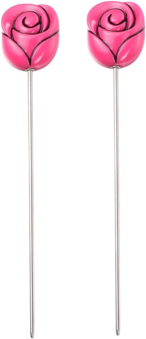Cake Tester Needles Anti-slip Grip 2pcs Baking Tool Stainless Steel with Rose Head Pattern and Easy to Wash for Cake Bread Muffin Testing, for Baking Lovers