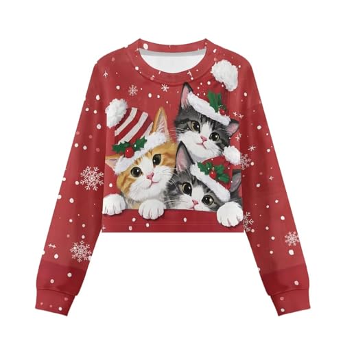 Long Sleeve Shirts for Girls Crewneck Graphic Girls Cropped Sweatshirts Breathabl for Sports4