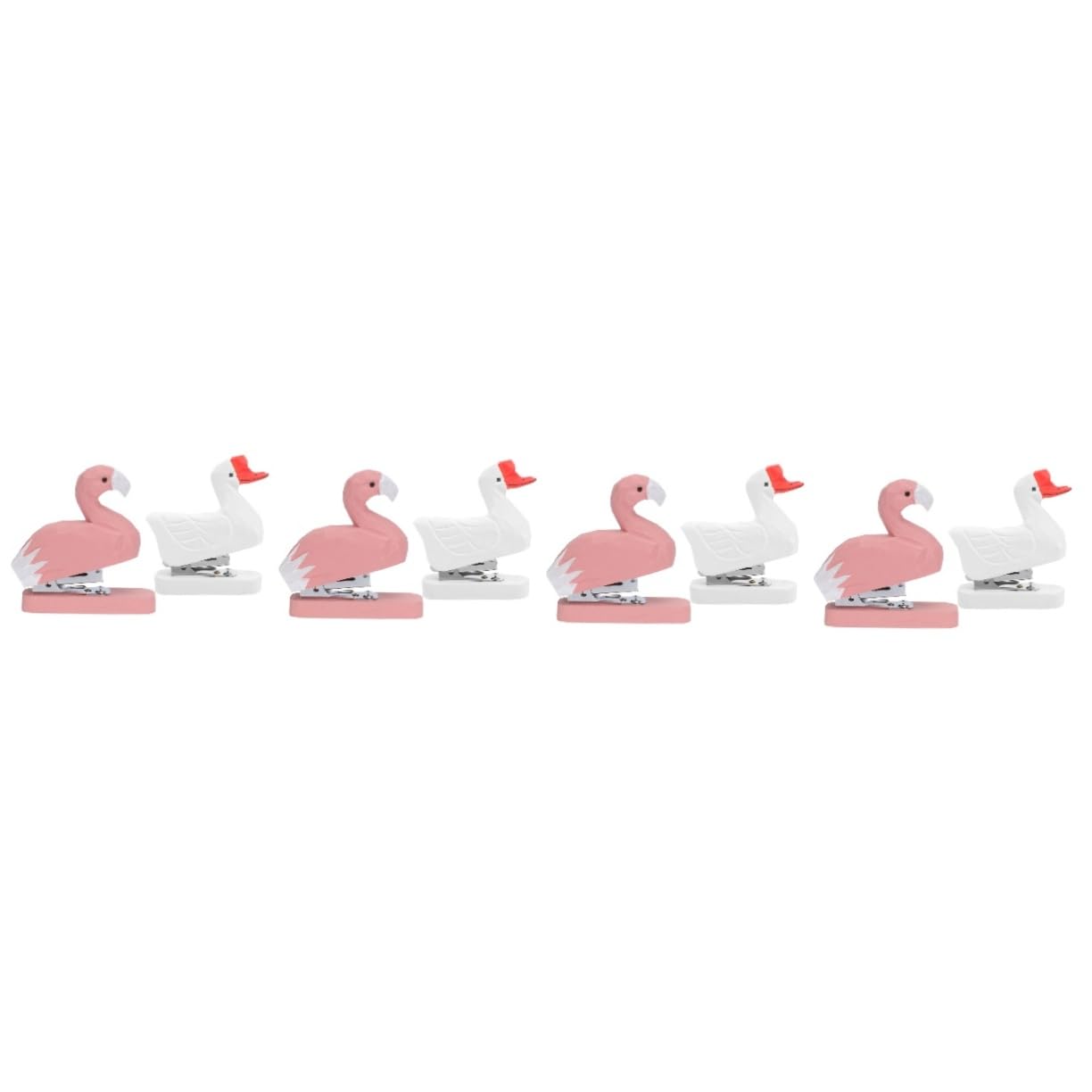 8 Pièces Agrafeuse Pour Animaux Agrafeuse De Bureau Accessoires Flamant Rose Sculpture D'une Statue D'animal Mini Sculpture D'oie Drôle Drôle En Bois NUOBESTY