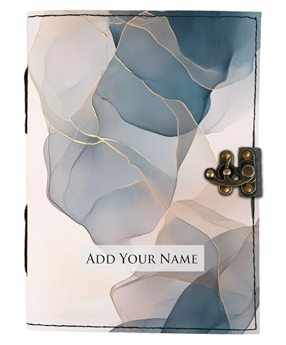 Image of DI-KRAFT Customize Diary with Name with Beautiful UV Prints | Customized Leather Writing Diary Unruled White Paper Journal Personal Notepad Sheets Daily Planner for Gifting (Pattern 10)