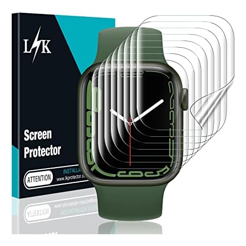 LϟK [8 Pack] Screen Protector for Apple Watch Series 7 45mm - HD Clear Bubble Free No Lifted Edges Not Wet Application Flexible TPU Soft Film - iWatch 45mm Cover
