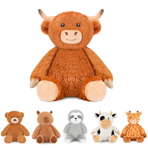 Finebee Weighted Stuffed Animals Highland Cow Plush Heated M