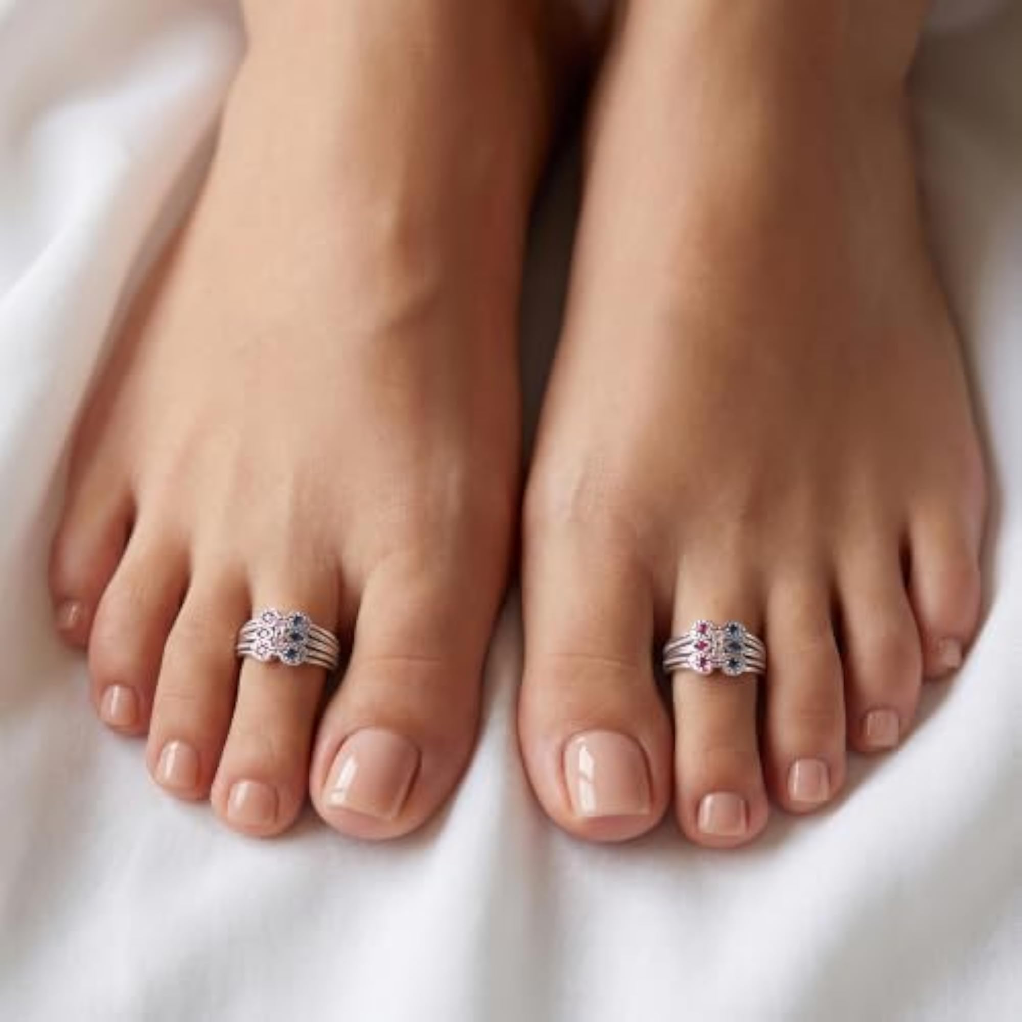 Women's Pure 925 Silver Geometric Toe Rings