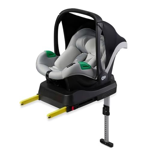 Kinderkraft MINK PRO i-Size 40-75 cm Babyschale, Kindersitz mit isofix MINK FX-Basisstation, Autositz von geburt Gruppe 0+, Verstellbare Kopfstütze, Einsatz für die Jüngsten im set, Grau