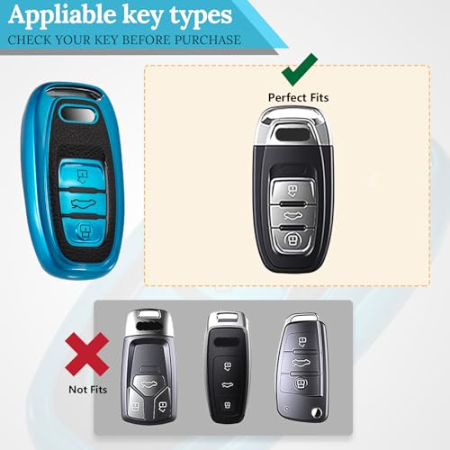 Image of Key Fob Cover for Audi, Braided Loop Keychain Accessory, Blue