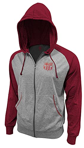Icon Sports Soccer Hoodie Jacket â€“ Official FC Barcelona Barca Menâ€™s Lightweight Football Club Team Logo Full Zip Up Casual Adult Training Top FCB08ZH-W M