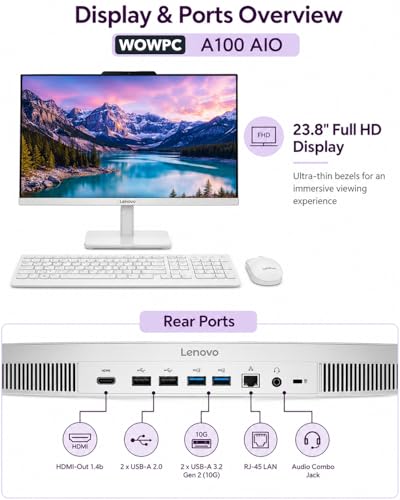 Image of Customized All in One Desktop, Intel Ultra-Fast Quad-Core CPU| 24'' Full HD Display| 32GB RAM, 2TB SSD| Wi-Fi 6| Bluetooth| USB, Ethernet Port| Windows 11 | HDMI Out| Wireless Keyboard & Mouse