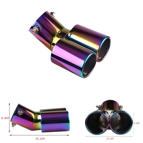 Embout d'échappement double sortie incliné roulé bicolore pour personnalisation auto