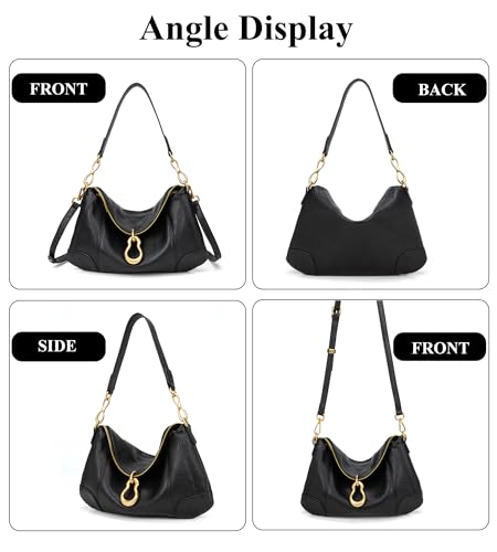 Image of Small Hobo Shoulder Bag for Women, Retro Metal Pendant Satchel Purse