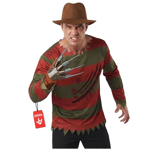 Morph Nightmare Killer Costume Men With Claw Sizes M-3XL Scary Halloween Costumes For Men M, Red