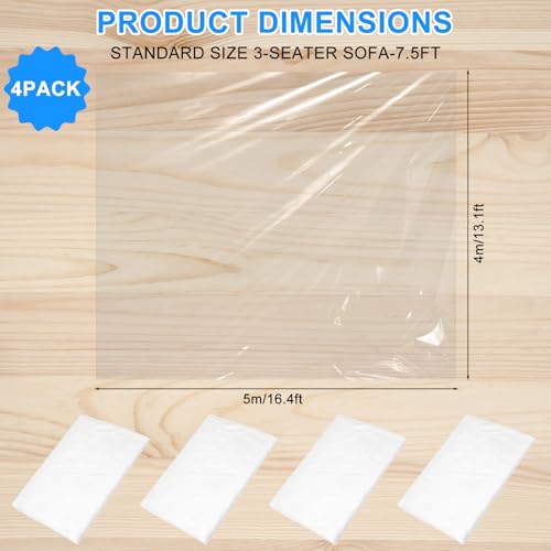 DAWRIS 4 Stück Abdeckfolie Maler extra stark Malerfolie abdeckfolie Maler Abdeckfolie Malerplane Transparente Baufolie Abdeckplane für Malerarbeiten Renovierung Gartenmöbel