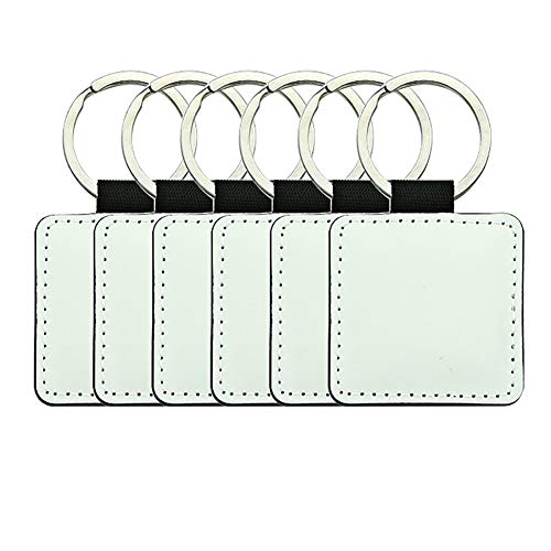 WACAR Sublimation Blank Keychains PU Leather Heat Transfer Keychain Keyring Charms for DIY Ornaments