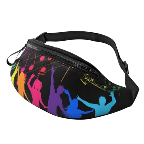 Riñonera Militar Hombre Casual Bolso De Cintura Impresión De Baila con Música Ajustable Riñoneras Hombre para Marcha Viajar Aptitud 14X35Cm