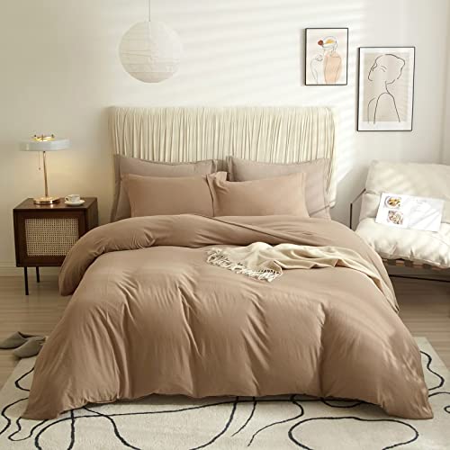 Vclife Camel Duvet Cover Queen Boho Style Duvet Covers With Zipper, Soft 3 Pieces Bedding Sets, 1 Queen Camel Duvet Cover And 2 Pillow Shams, Ultra Soft And Easy Care Queen Bedding Collections #TOP12