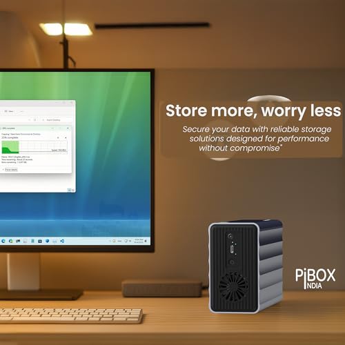 Image of PiBOX India Dual 2 Bay 3.5 /2.5 Inch SATA HDD SSD Aluminium Enclosure Dock - External RAID 0 /1 /JBOD /CLONE Storage with USB 3.1 Type-C, 6Gbps UASP, 56TB Capacity, Cooling Fan- REALTEK CHIPSET