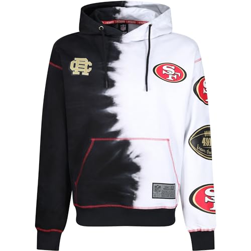 Recovered San Francisco 49ers NFL Ink Dye Effect Schwarz auf Weiß Hoody - S