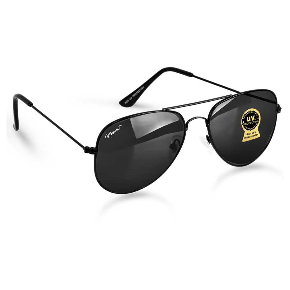 Leeway Men Pilot Sunglasses, LW252, Black Lenses, Black Frame, Pack of 1