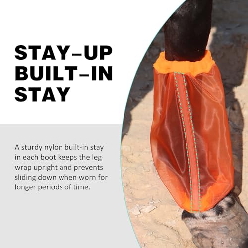 Caremaster Universal Size Horse Leggings Fine Mesh Horse Fly Boots Greatly Reduce Stomping Breathable Horse Boots Leg Wraps (Set Of 4) Orange thumb #2