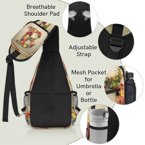 Bolso Sling para mujeres y hombres, patrón floral, multiuso miniatura 4