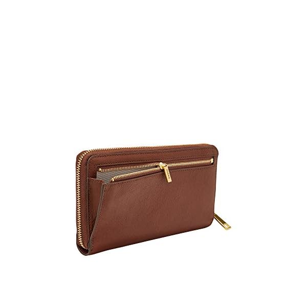 Fossil Women's Liza Leather Zip Around Clutch Wallet, Brown, One Size - Image 6