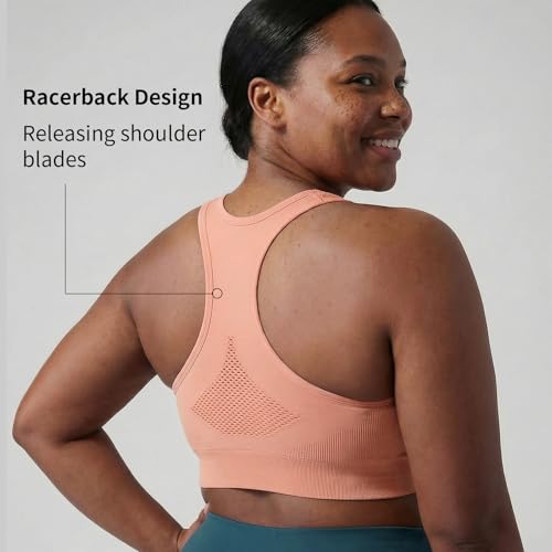 Image of Under Control Plus Size Sport Bras for Women Large Bust Seamless Racerback Padded Yoga Workout Bras Black White Pack 1X-2X-3X