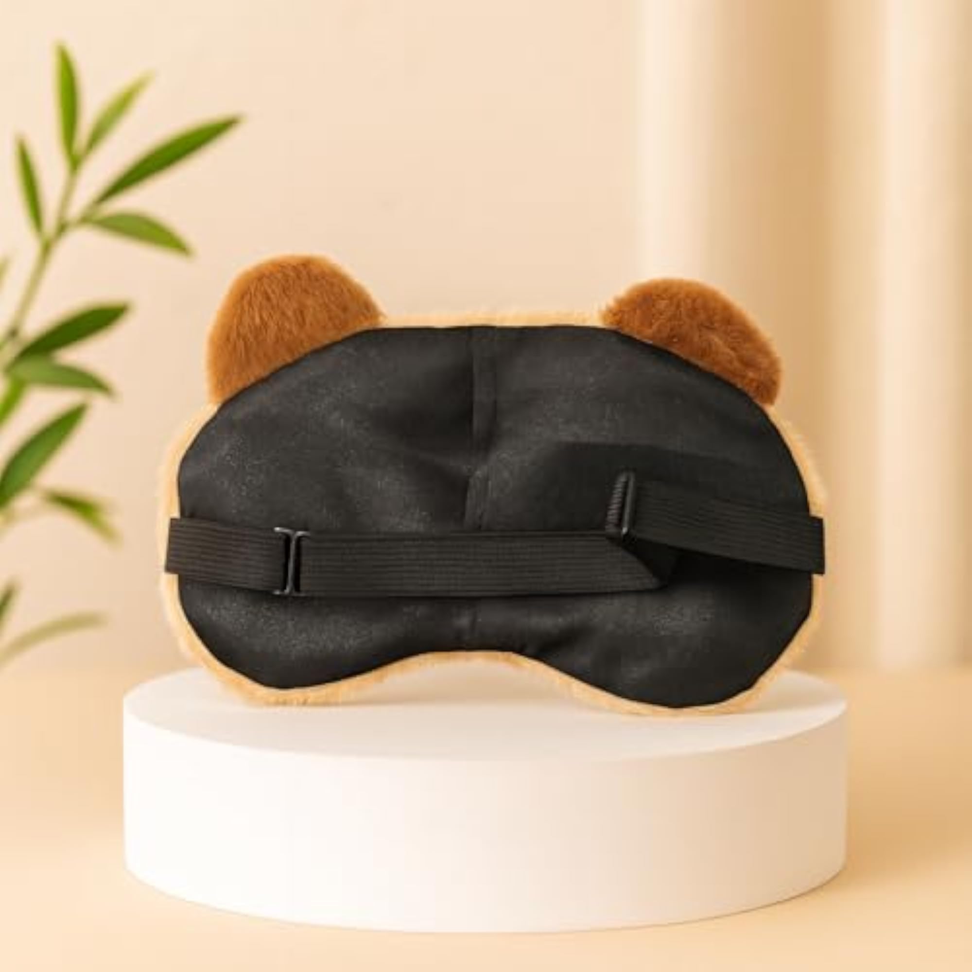 Beige Plush Bear Sleep Eye Mask with Gel Pad