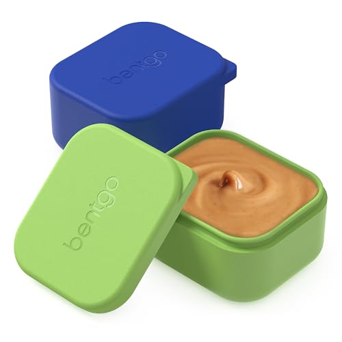 Bentgo Sidekicks 2-Pack Silicone Container Set - Dipping Sauce Cups for Condiments & Small Snacks, Reusable, Durable, & Leak-Proof Liquid Storage, Salad Dressing Container - 2.6 oz (Blue & Green) by Bentgo - Used condition - US$13.02