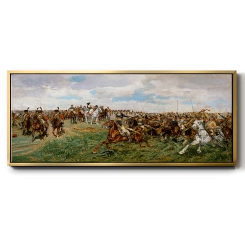 Renditions Gallery Framed Canvas For Office Battle of Friedland Napoleonic Wars Painting and Prints Wall Decorations for Bedroom Office Lobby Lounge - 8"X20" Gold Frame GAL041