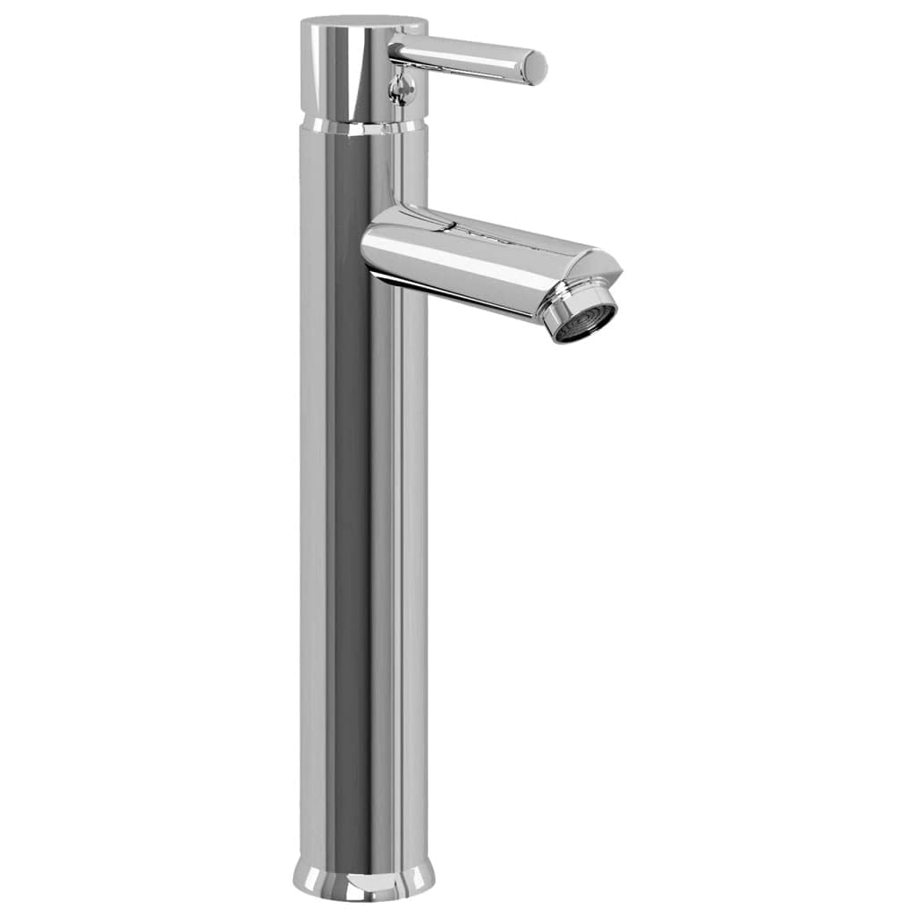 Rundes Waschbecken mit Armatur und Ablaufgarnitur aus gehärtetem Glas für Bad WC Gäste-WC modern Design platzsparend, 42 cm, inkl. Wasserhahn, Ablaufventil und Zubehör