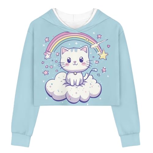 Crop Top for Girls 5-14 Cute Kids Hooded Sweatshirt Fashion Cropped Hoodie for Girls Casual Trendy Fall Clothes