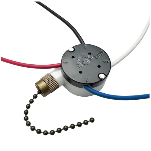YukiHalu Ceiling Fan Pull Chain Switch 3 Speed 4 Pre-Installed Wires ZE-208S Replacement Fan Light Switch for Ceiling Fans and Light Kits (Antique 1Pack)