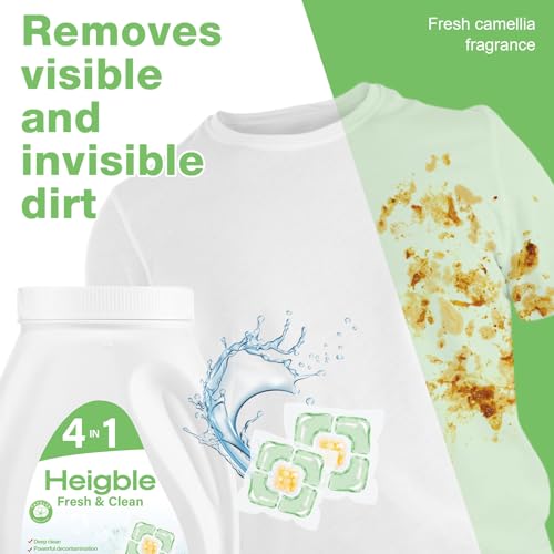 Image of 200 Count Laundry Detergent Pods Bulk 4 in 1 Laundry Detergent PACs with Camellia Wash Scent Booster Beads Stain Remover Odor Fighter Fragrance Enhancement Softening