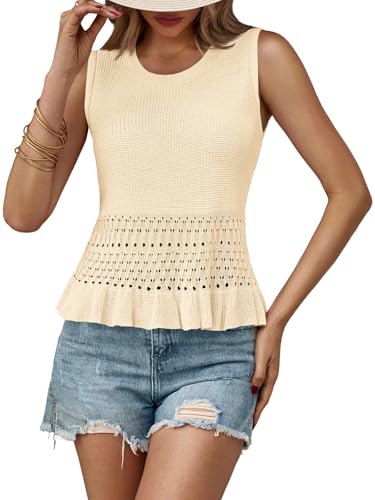 Image of Saodimallsu Womens Crochet Tank Top Sweater Vest