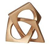 Modern Geometric Cube Decorations - Gold Knot Statues for Home, Bookcase, Tabletop, Console, Entryway & Dining Table Centerpieces