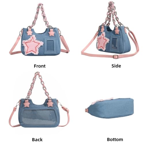 Denim Stars Kawaii Single Shoulder Crossbody Bag Ita Bag Y2k Chains Handbag Aesthetic Cute Crossbody Bag3