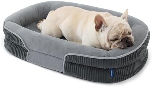Bedsure Orthopedic Dog Beds Medium - 360° Oval Bolster Medium Pet...