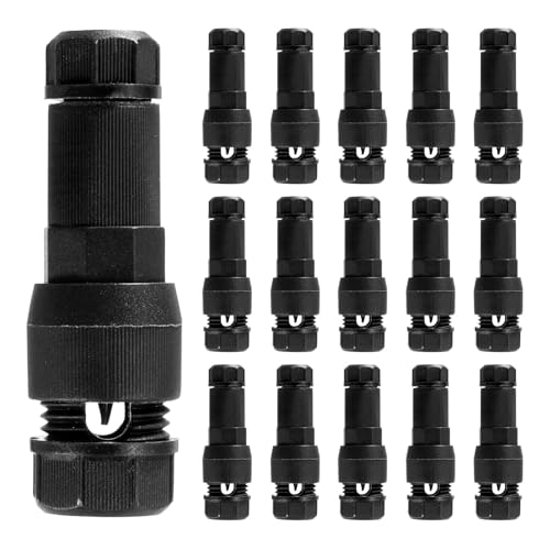 PATIKIL Low Voltage Wire Connector, 16 Pcs 12-20 Gauge Wire Connector Landscape Light Cable Connector Connectors Waterproof for Landscape Lights, Black
