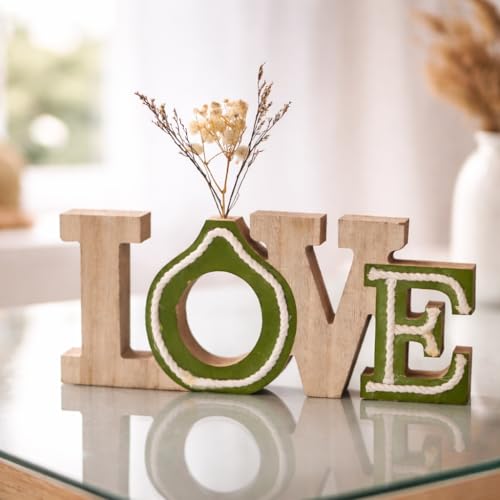 Image of CraftVatika Home Decoration Items for Living Room, Wooden Decorative Showpiece for Home Decor, Tabletop LOVE Word Sign Showpiece, Housewarming Wedding Anniversary Birthday Gift for Men Women