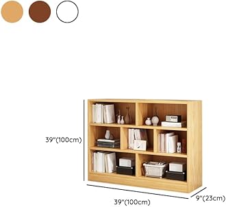 LITFAD Wood Modern Cube Bookcase with Closed Back and Multiple Shelves Floor Storage Cabinet for Home Office Study Room Library - White 39.4" L x 9.1" W x 39.4" H