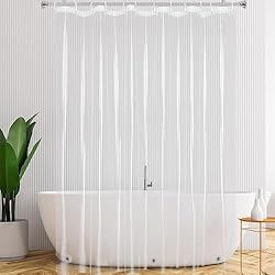 Cortina De Ducha Transparente Fhioevt Cortina Ducha Transparente Cortina de Ducha Transparente 180 x 200cm Cortinas de Baño Antimoho Revestimiento de PEVA Cortina de Ducha Impermeable con 12 Anillos para Ducha o Bañera