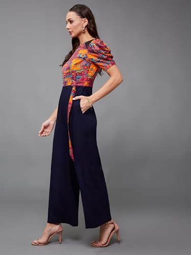 Image of Miss Chase Women's Keyhole Neck Regular Sleeve Regular Length Jumpsuit with Pockets