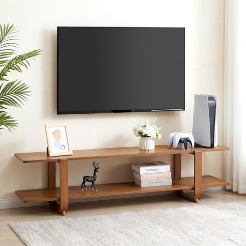 HollyHOME Bamboo TV Stand for 65'' TVs