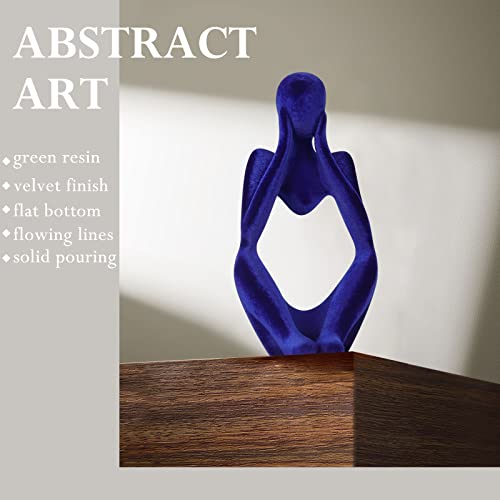 Fairybird Living Room Decor, Flocked Thinker Statue Home Decor, Abstract Sculpture Coffee Table Desk Decor Accents, Modern Figurines Decorations For Bedroom, Office And Bathroom (Blue-Focus) #TOP1