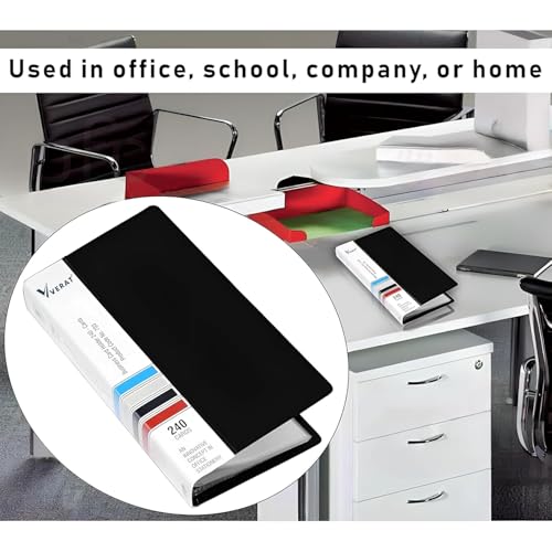 Image of VERAT Business Card Holder, 120 Pockets for 240 Cards Business Card Holder | Debit /Credit /Business /Visiting Name ID Card Holder Card Organizer Professional (Black Card Holder, 1PCS Card Holder)