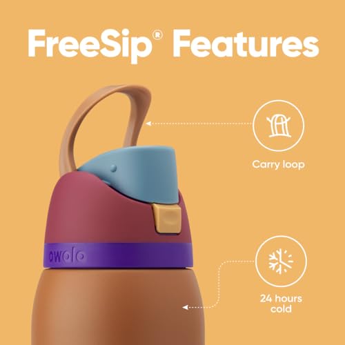 Owala FreeSip Insulated Stainless Steel Water Bottle with Straw for Sports and Travel, BPA-Free Sports Water Bottle, 24 oz, Blue/Green Forest Fairy